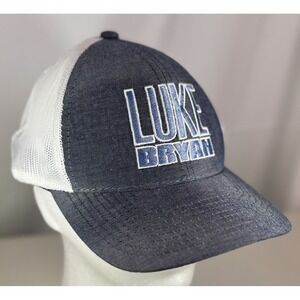 Luke Bryan Concert Hat Blue White Mesh Back Trucker Cap Adjustable Snapback